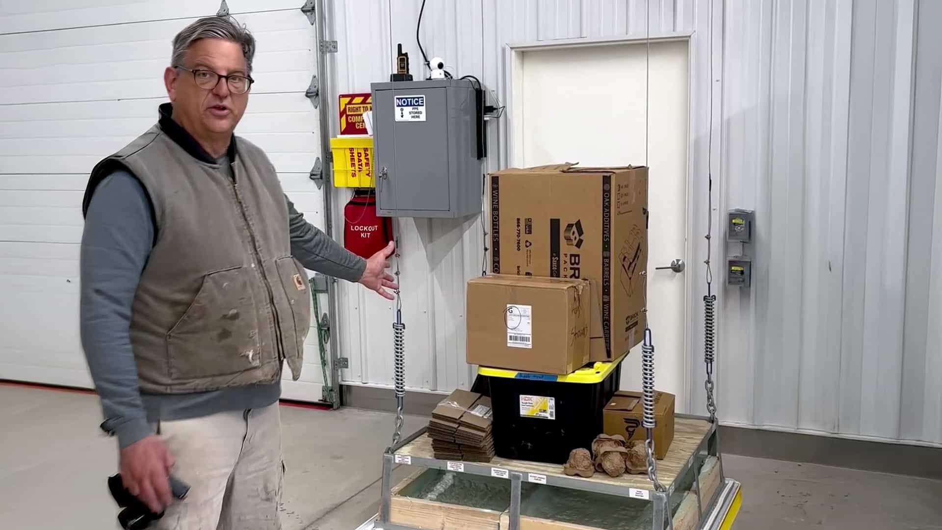 Demonstrating the MiTee and Empire Cargo Storage Lift in a Production Facility Attic