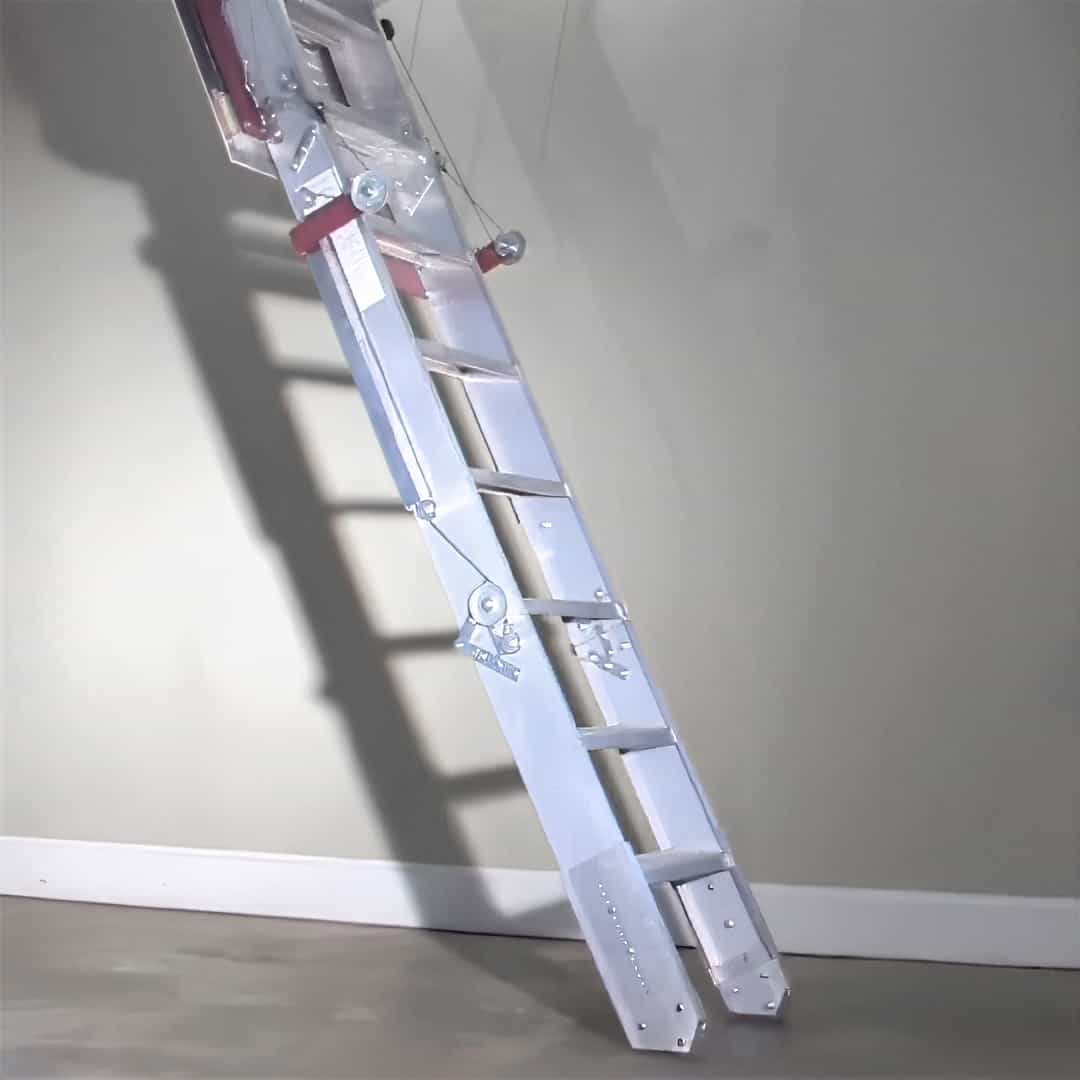 Precision Ladders Automatic Super Simplex Disappearing Stairway - Extended from Attic Down to Garage Floor