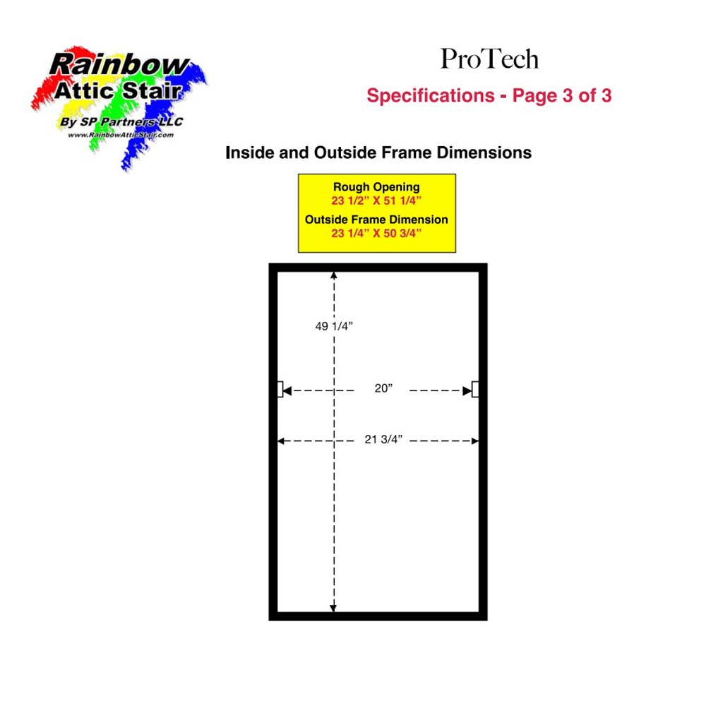 ProTech Rainbow Attic Stairs Specifications