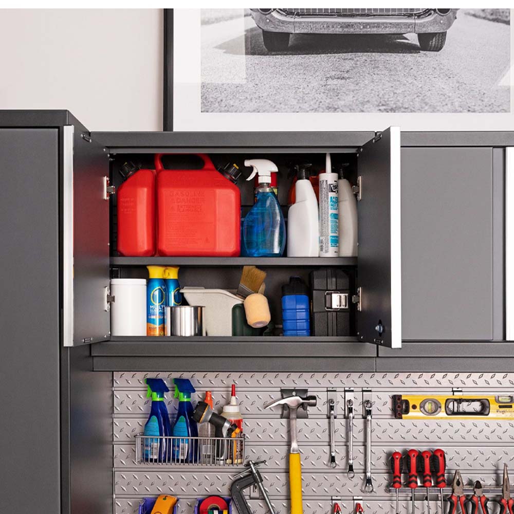 Pro 3.0 Garage Set 8 Piece With Tool Cabinets With Automotive Fluids And Cleaning Products