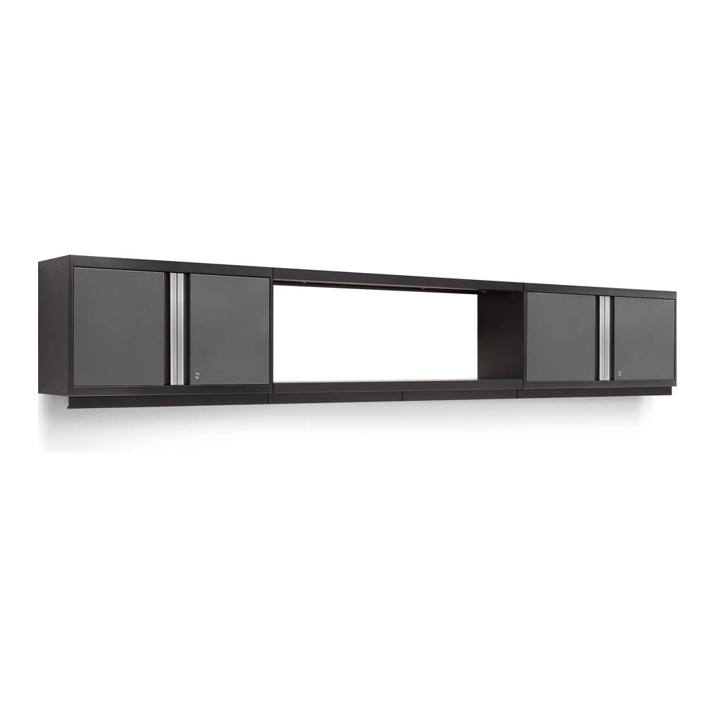 Pro 3.0 Series 3 Piece Wall Cabinet Set With 56 Display Shelf Featuring Four Sliding Doors With A Central Open Space