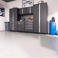 Pro 3.0 Series 3 Piece Wall Cabinet Set With 56 Display Shelf With Multiple Cabinets Drawers And A Pegboard