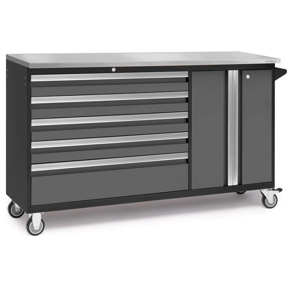 Project Centre Bold 3.0 Series With A Stainless Steel Top Featuring Seven Horizontal Drawers On The Left