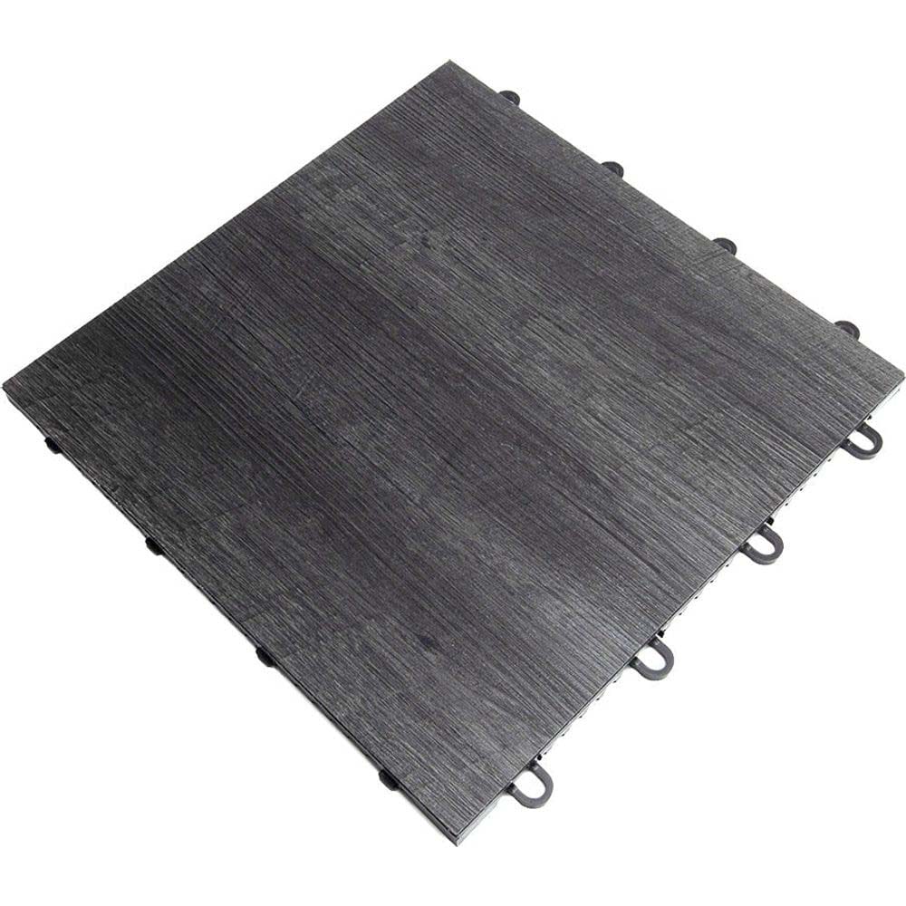 Racedeck Charred Oak Flooring With A Textured Wood Grain Pattern And Raised Edges For Connecting To Adjacent Tiles