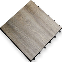 Racedeck Smoked Oak With A Textured Wood Like Surface Featuring A Raised Edge And Snap Together Connectors