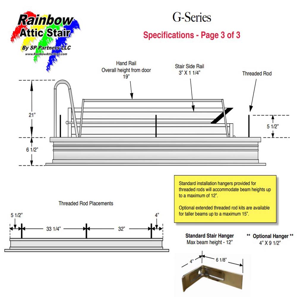 Rainbow Attic Stair G Series Specifications