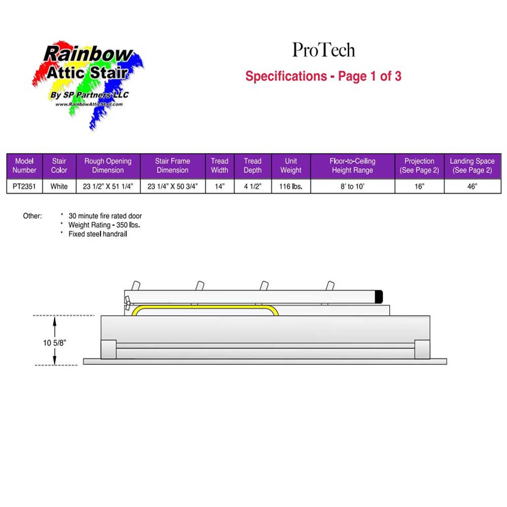 Rainbow ProTech Attic Stairs Specifications