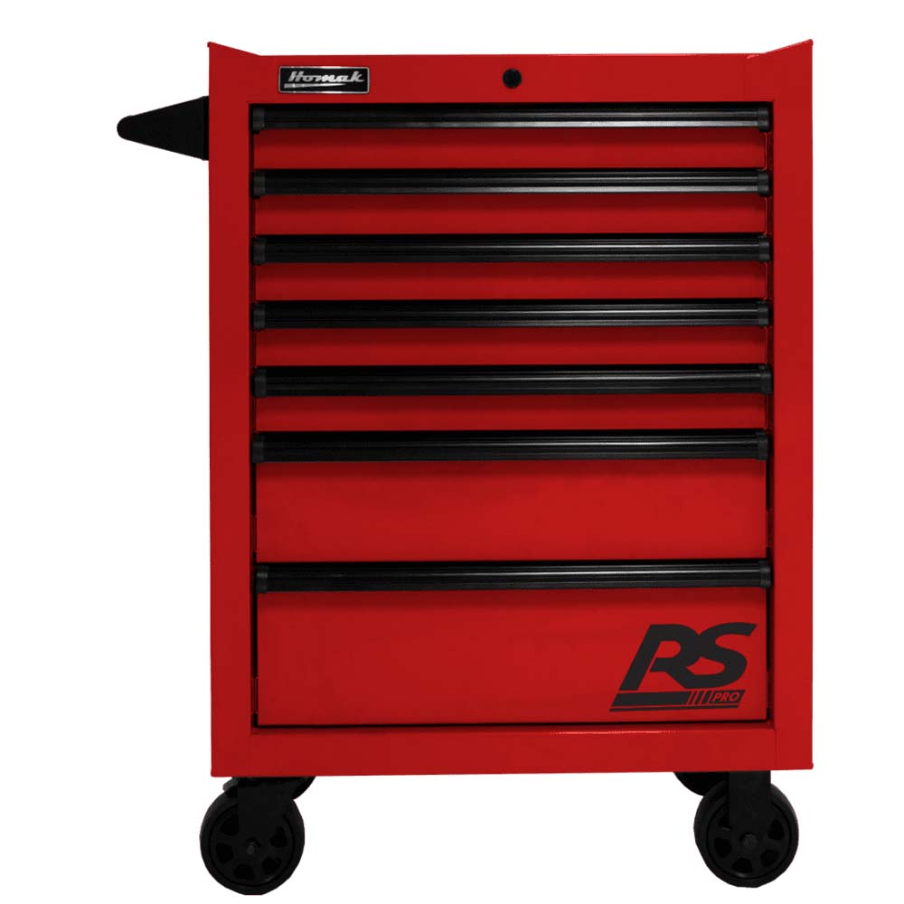 Red Homak 27 7-Drawer Roller Cabinet And The RS Logo