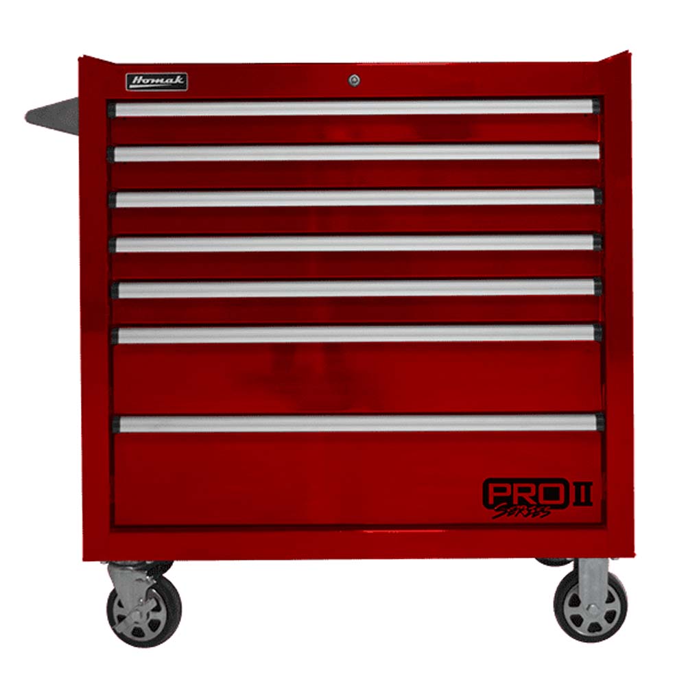 Red Homak 36 7-Drawer Roller Cabinet With Caster Wheels