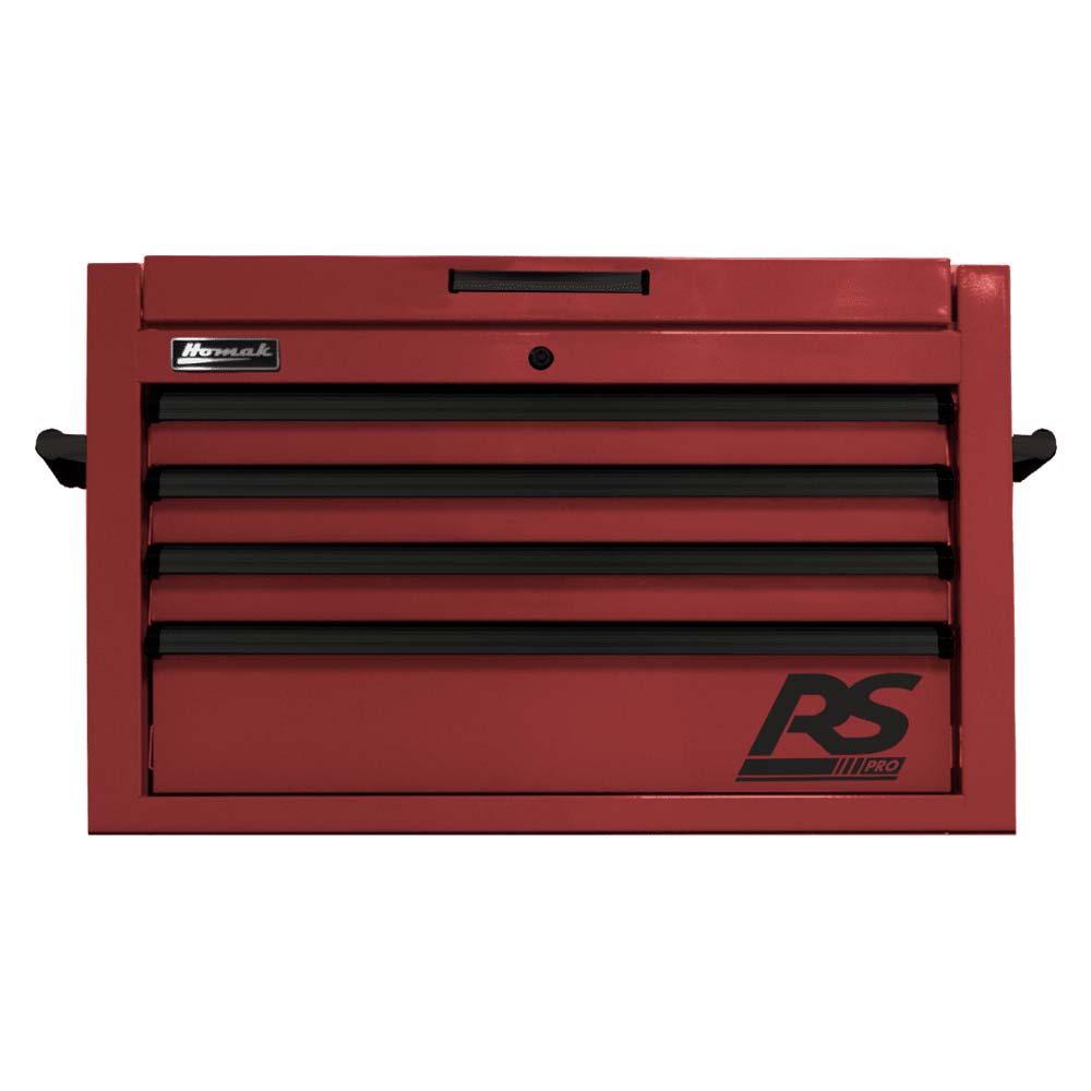 Red Homak 36 Top Chest With Multiple Drawers And Black Handles