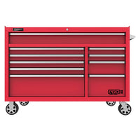 Red Homak 54 10-Drawer Roller Cabinet And A Top Compartment, Mounted On Casters