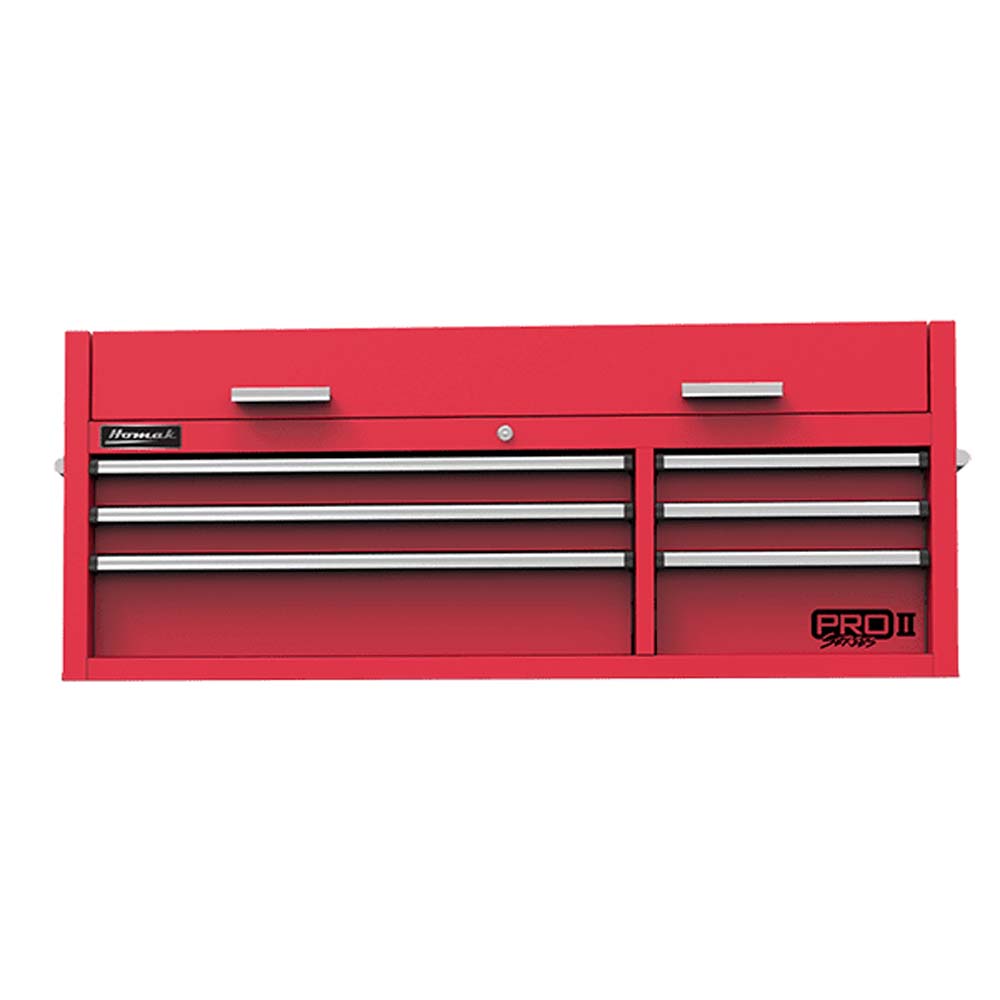 Red Homak 54 Pro II 6-Drawer Top Chest And A Top Compartment, Featuring Silver Handles And A Lock