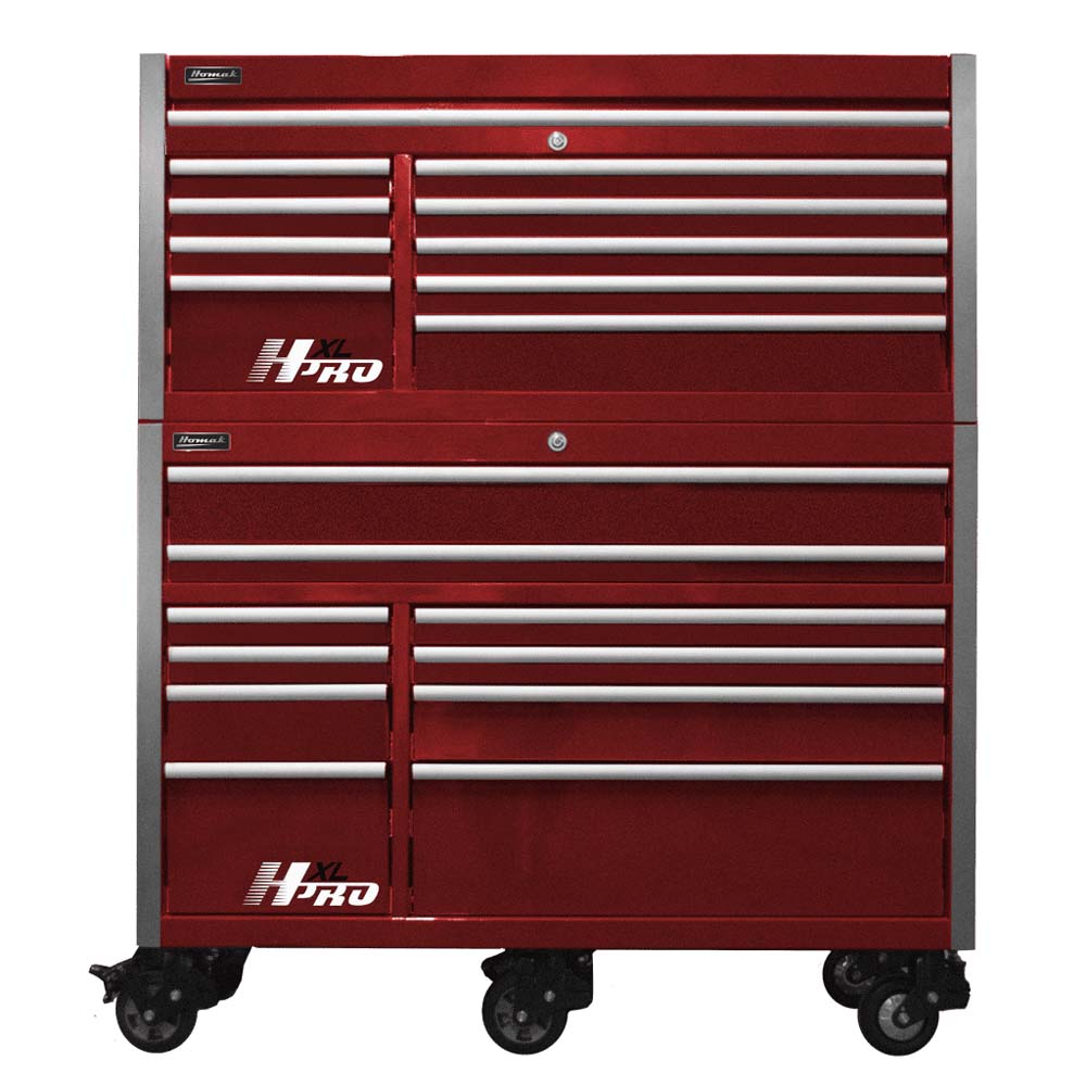 Red Homak 60 CTS Roller Cabinet With Multiple Drawers, Mounted On Caster Wheels