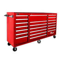 Red Homak 72 21-Drawer Roller Cabinet And A Handle On The Left Side