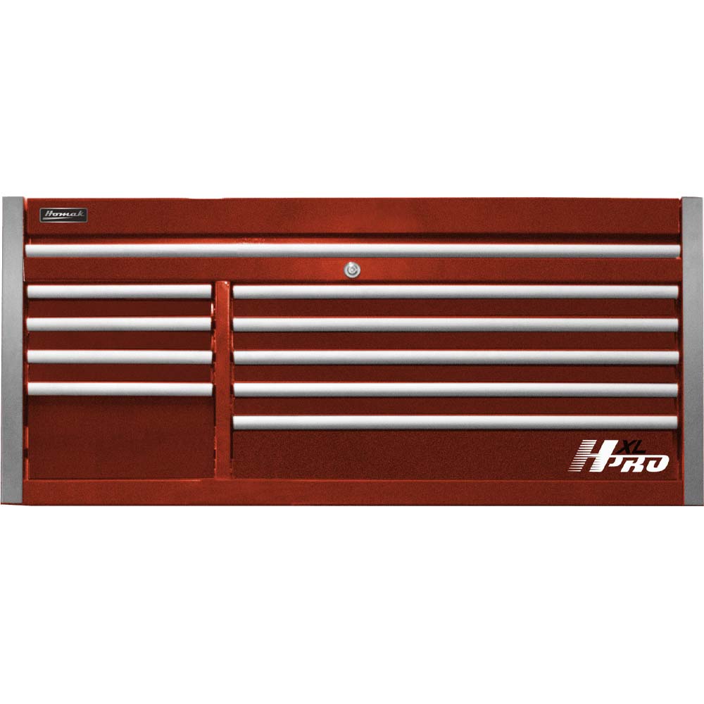 Red Homak Big Dawg Pro Series Top Chest With Multiple Horizontal Drawers and A Central Lock