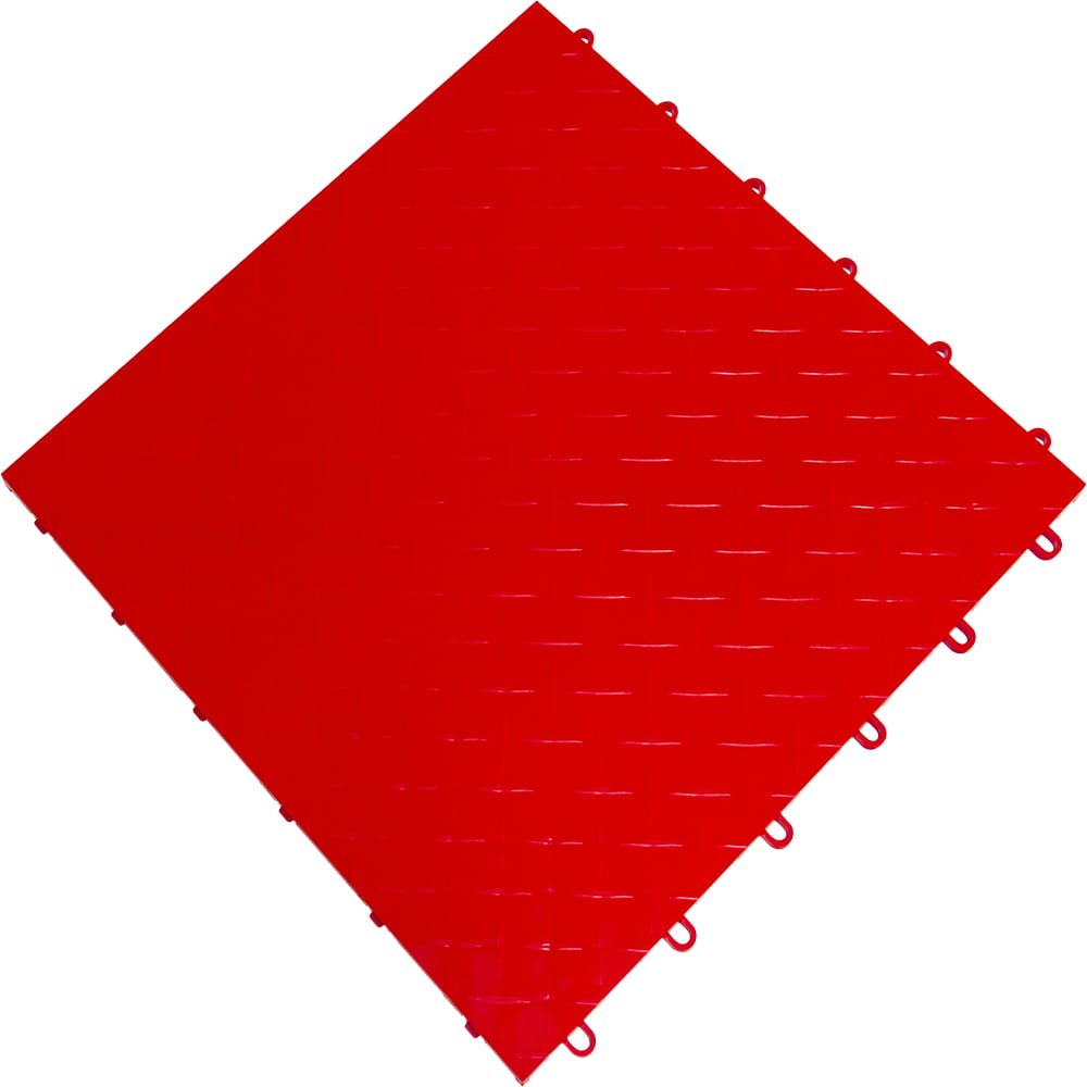 Red Race Deck Flooring With A Textured Surface And Connectors Along Its Edges For Joining With Other Tiles
