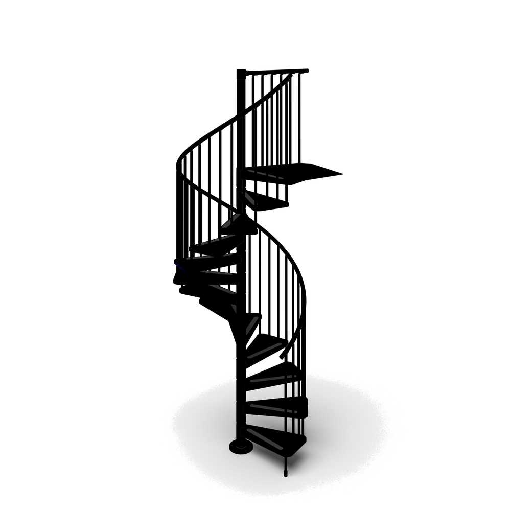 Rintal Gamia Metal Spiral Staircase Kit Black 13 Steps Side View
