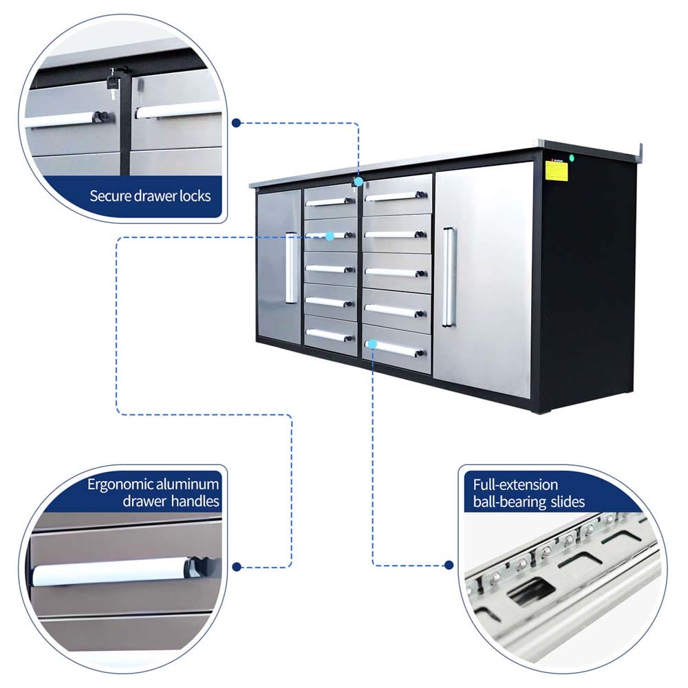 Rolling Tool Cabinet Showing Front Back And Side Angles