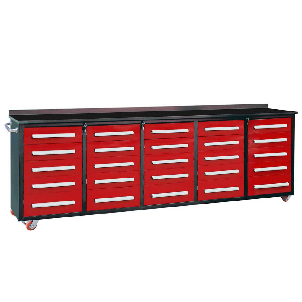 Rolling Tool Cabinet Workbench With Multiple Drawer Banks