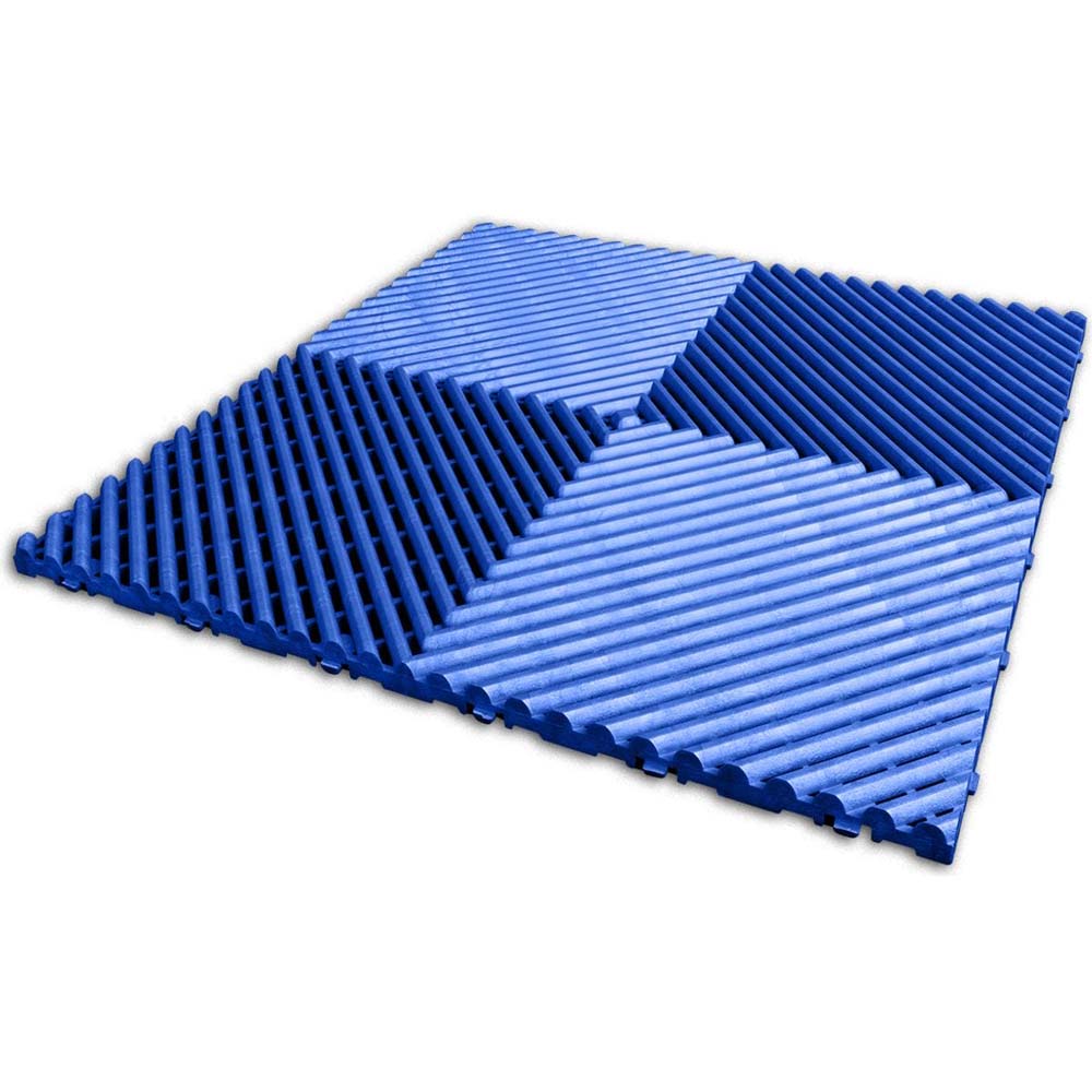 Royal Blue Race Deck Flooring Free Flow XL Composed Of Parallel Ridges And Valleys Arranged In A Dynamic And Angular Design