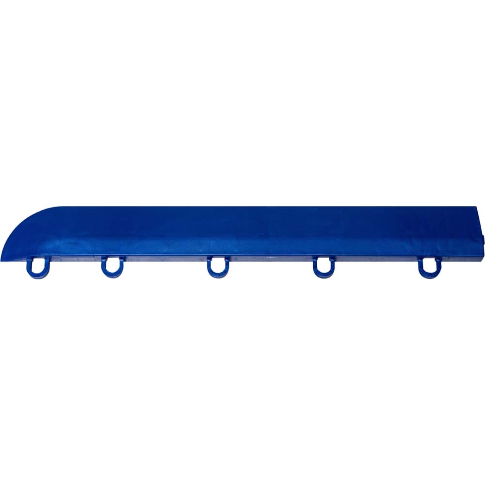 Royal Blue Racedeck Corner With Five Evenly Spaced Hooks Attached Along The Bottom Edge.