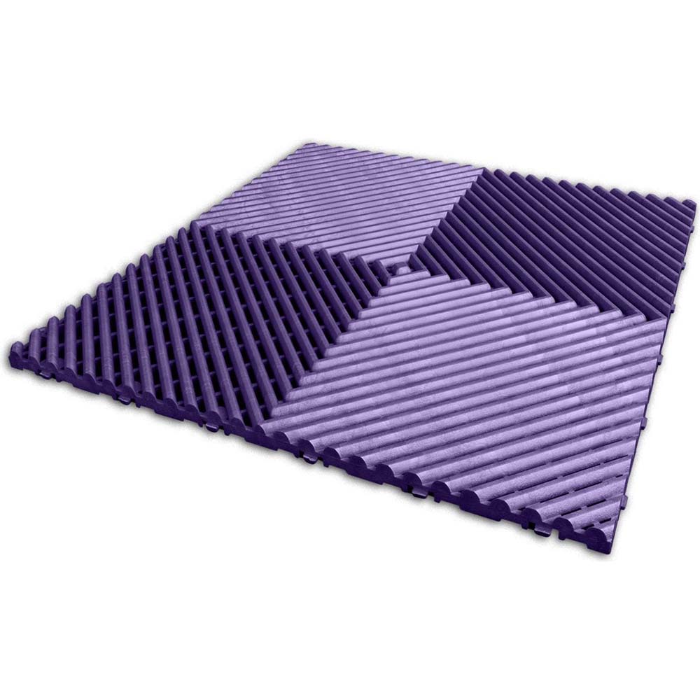 Royal Purple Race Deck Free Flow Xl Tiles Featuring A Repeating Pattern Of Diagonal Ridges Resembling a Square Divided Into Four Triangular Sections