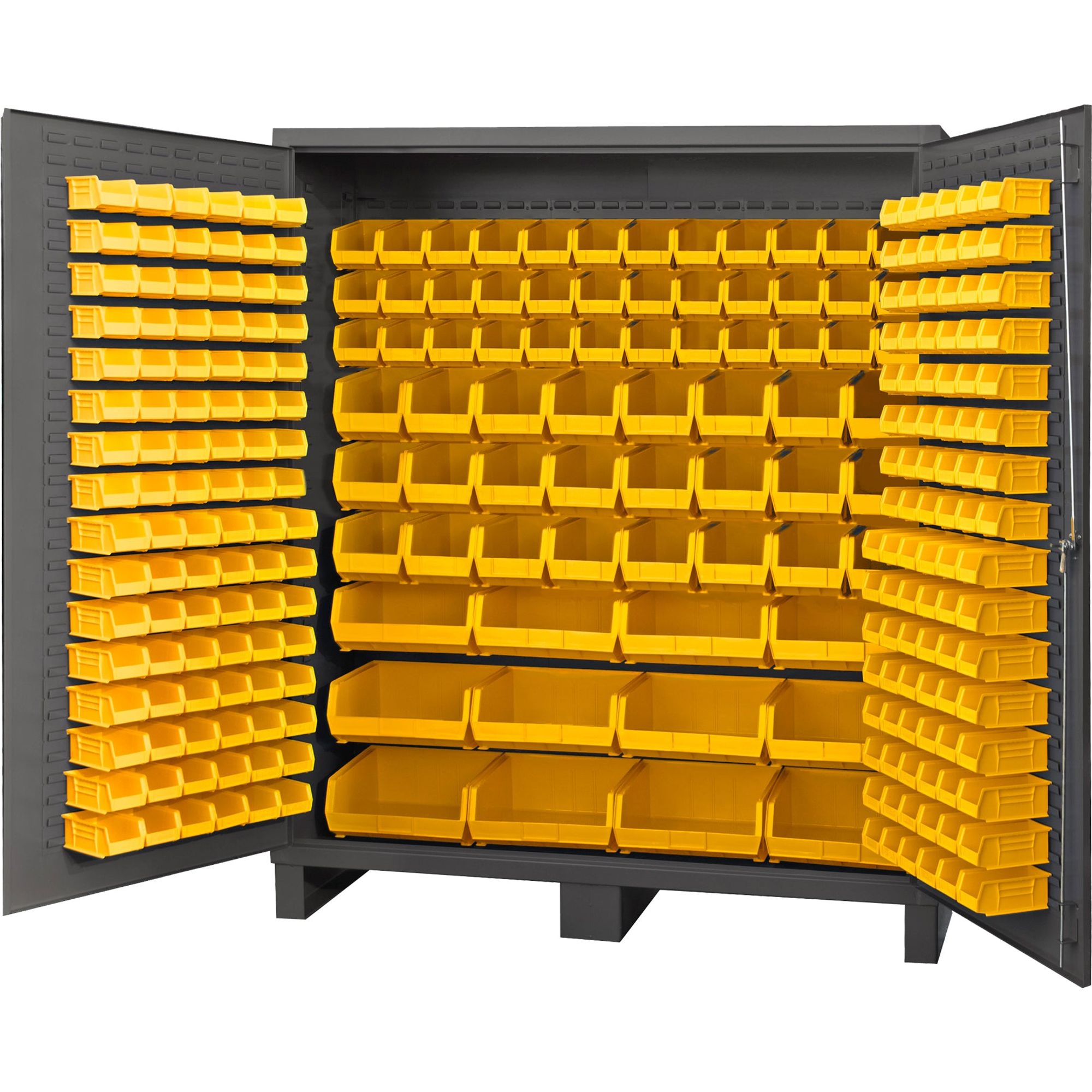 Dark Goldenrod Durham Steel Cabinet 264 Yellow Bins 72 X 24 X 84
