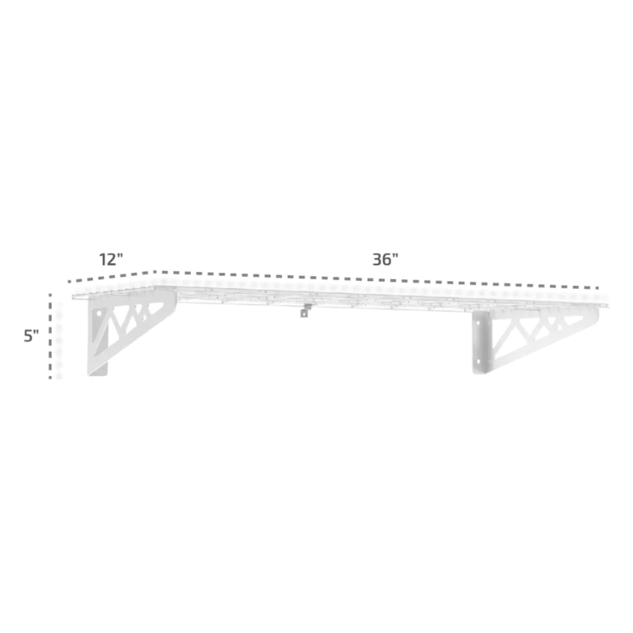Lavender SafeRacks 12&quot; x 36&quot; Wall Shelves - 2 Pack with Hooks