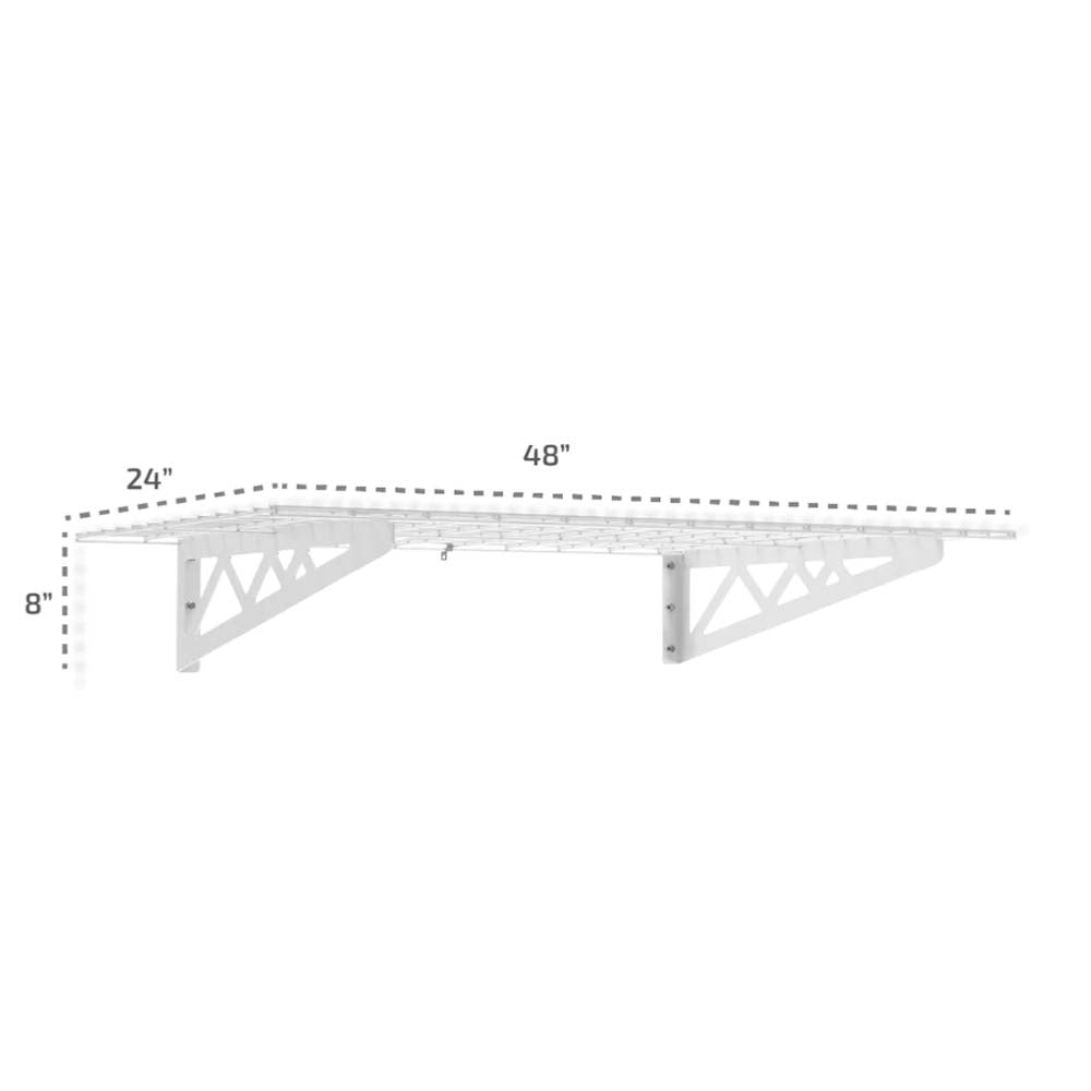 SafeRacks 24x48 Shelves With Triangular Support Brackets Measuring 48 Inches Wide 24 Inches Deep And 8 Inches High