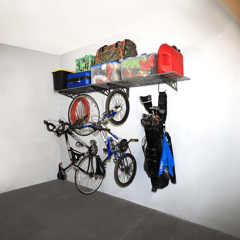 SafeRacks Wall Shelves 2 Pack With A Storage System Including Shelves Holding Various Containers And Bags