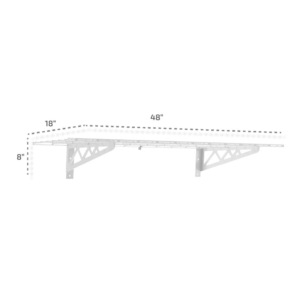 SafeRacks Wall Shelves 2 Pack With A Truss Design Measuring 48 Inches In Length 18 Inches In Depth And 8 Inches In Height