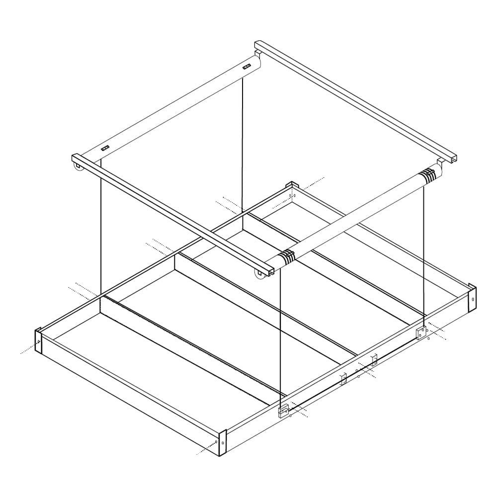 Schematic Drawing Of AuxxLift Platform Lift For Garage Illustrating Its Structural Framework And Pulley Mechanism