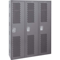 Set Of Three Single Tier Ventilated Locker 3-Wide By Hallowell With Vented Doors