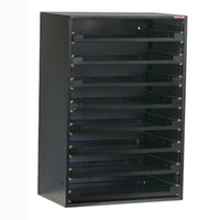 Slide Rack Storage Cabinet Featuring Multiple Slots
