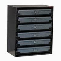 Slide Storage Rack Cabinet By Craftline With Six Grey Drawers Each Equipped With A Latch Handle