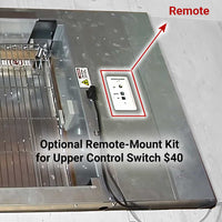Close-up of SpaceLift optional remote-mount kit for upper control switch, highlighting placement and features.