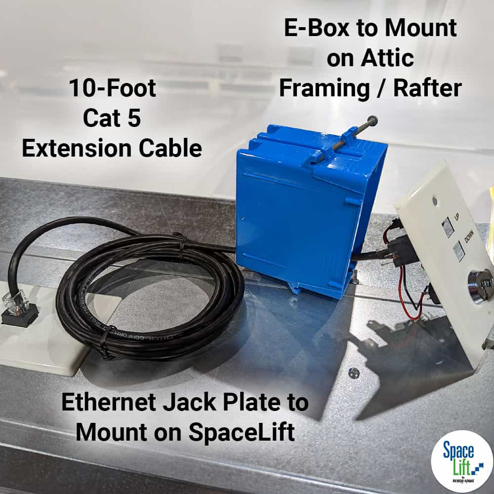 SpaceLift Upper Switch Remote Mount Components - Extension Cable - E-Box - Ethernet Jack Plate