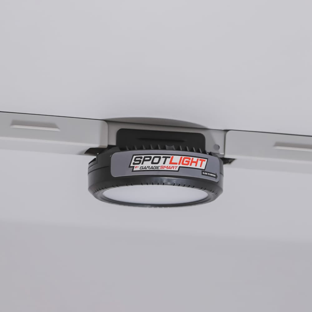 Spotlight By Garage Smart Lighting Device Mounted On A Ceiling Track
