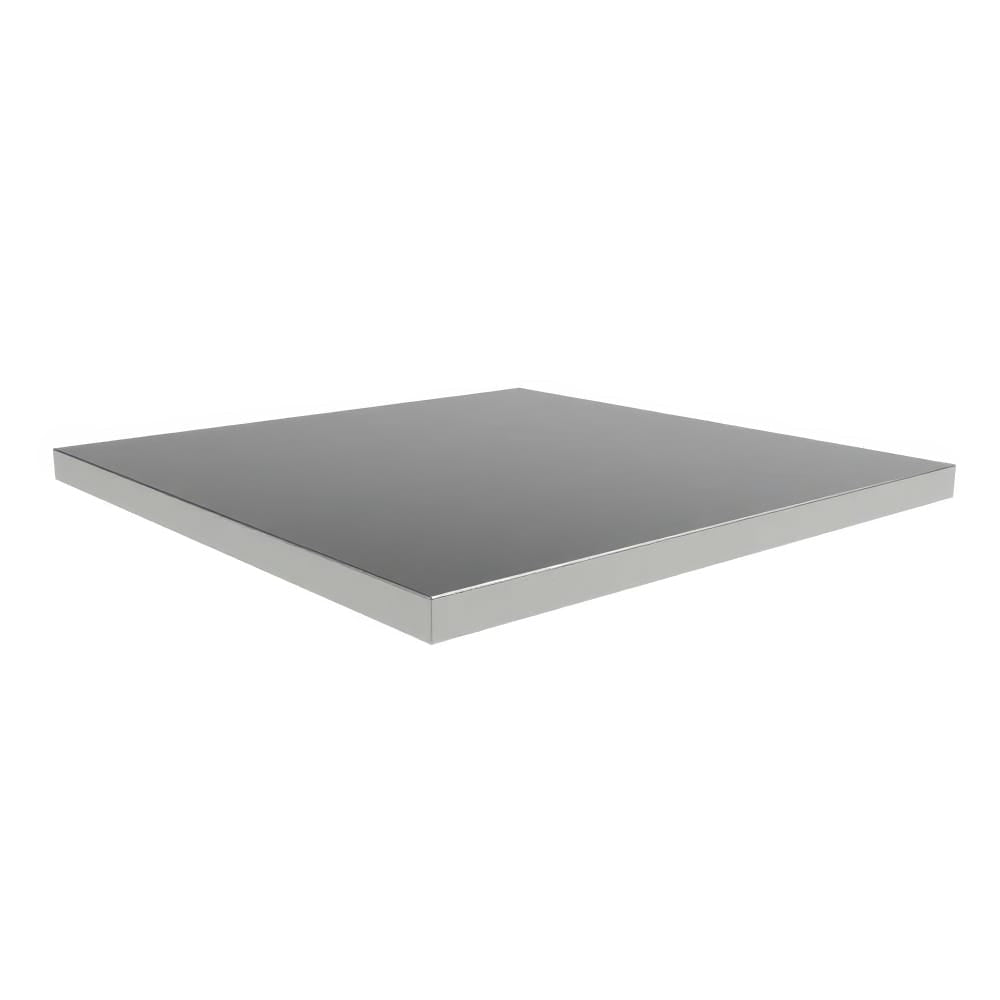 Square Stainless Steel Worktop Slab Isolated Against A White Backdrop