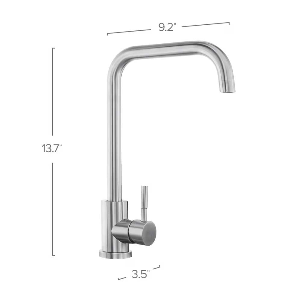 Stainless Steel Gooseneck Faucet With Dimension
