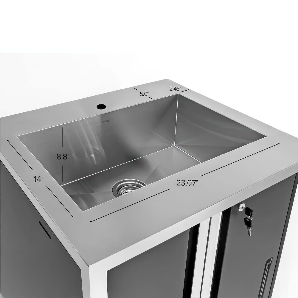 Stainless Steel Sink With Cabinet Showing Detailed Internal Dimensions And Measurements