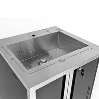 Stainless Steel Sink With Cabinet Showing Detailed Internal Dimensions And Measurements