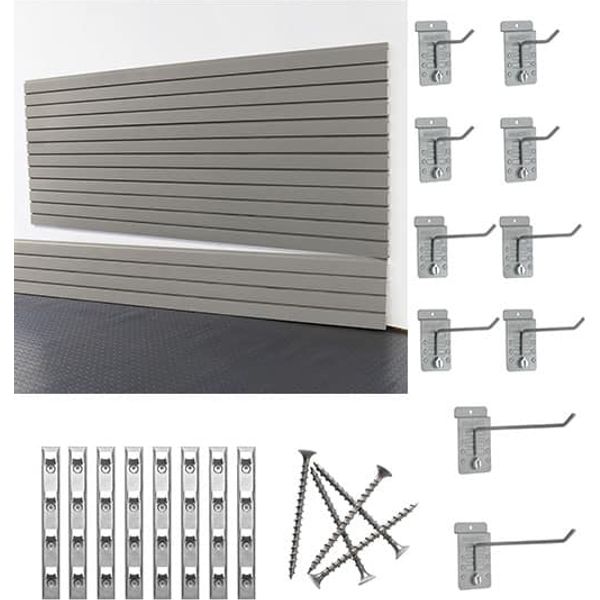 Light Slate Gray storeWALL Large Standard Duty Starter System - 8 Slatwall Panels