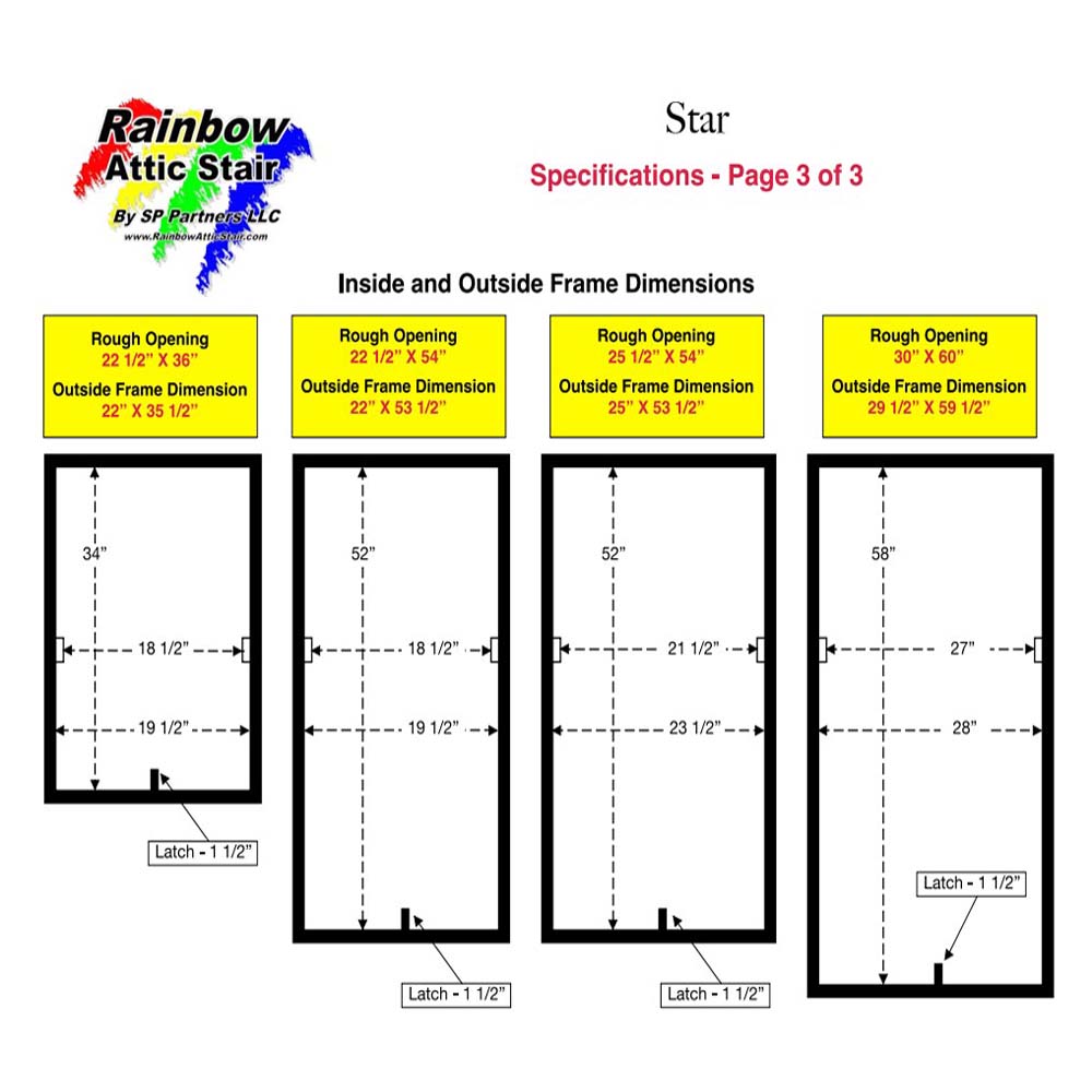 Star Rainbow Attic Stairs Specifications