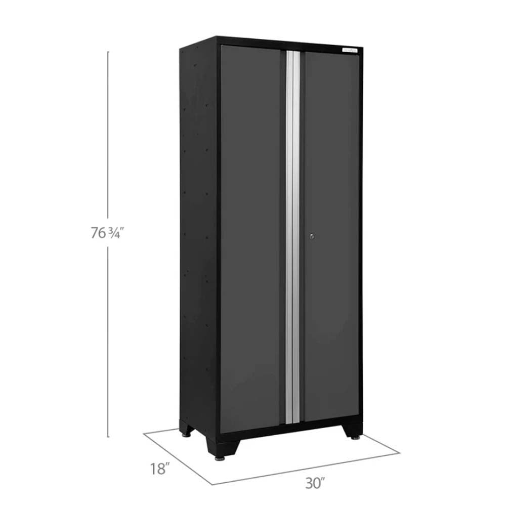 Tall Black Storage Locker With Double Doors And Labeled Dimensions Of 76  Inches In Height 30 Inches In Width And 18 Inches In Depth