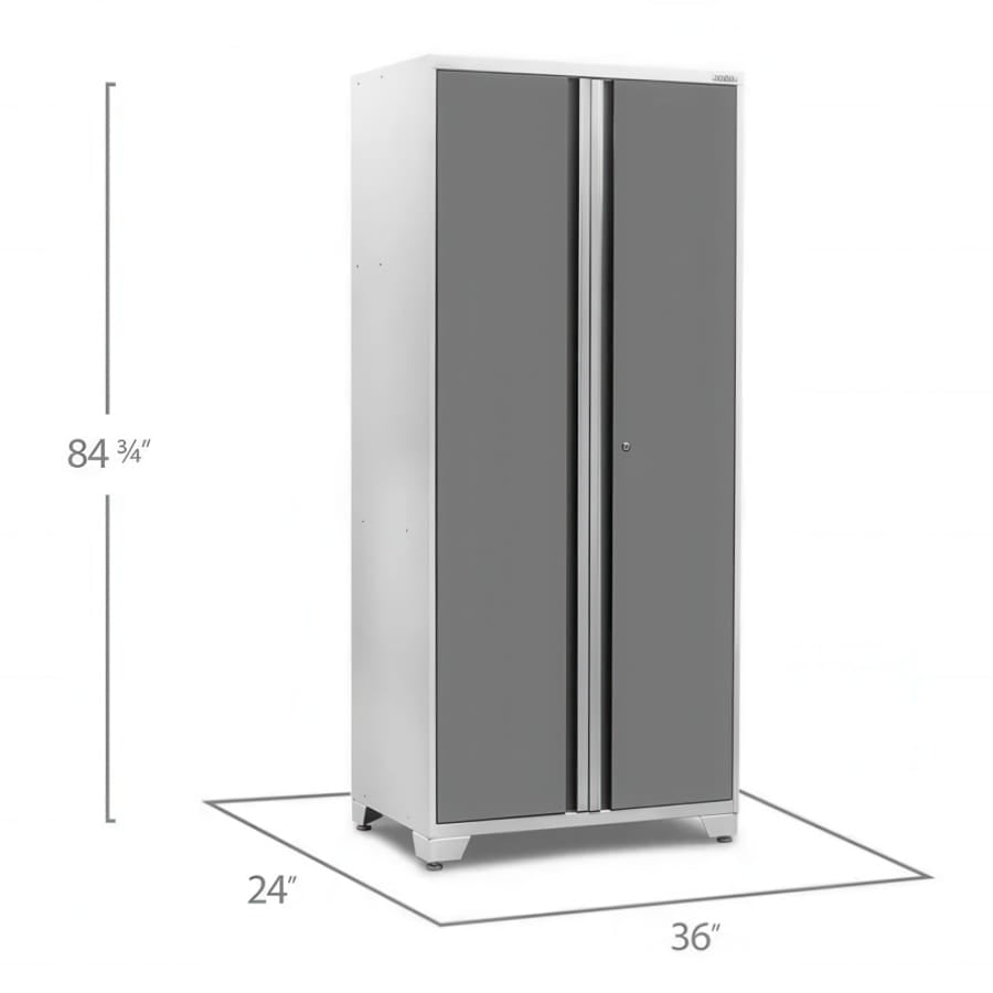 Tall Two-Door Garage Cabinet With Dimension Guides