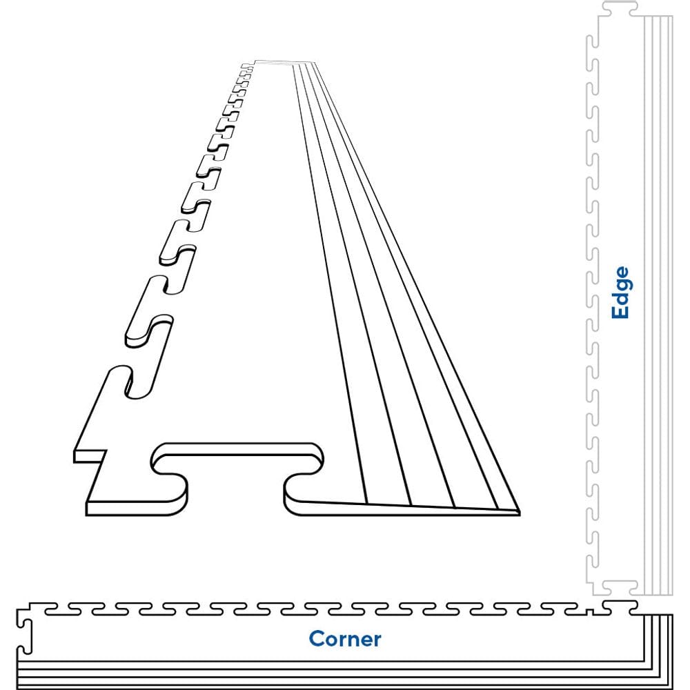 Technical Drawing Illustrating The Design Of A Perfection Tile Rubber Interlocking Floor Tiles Corner