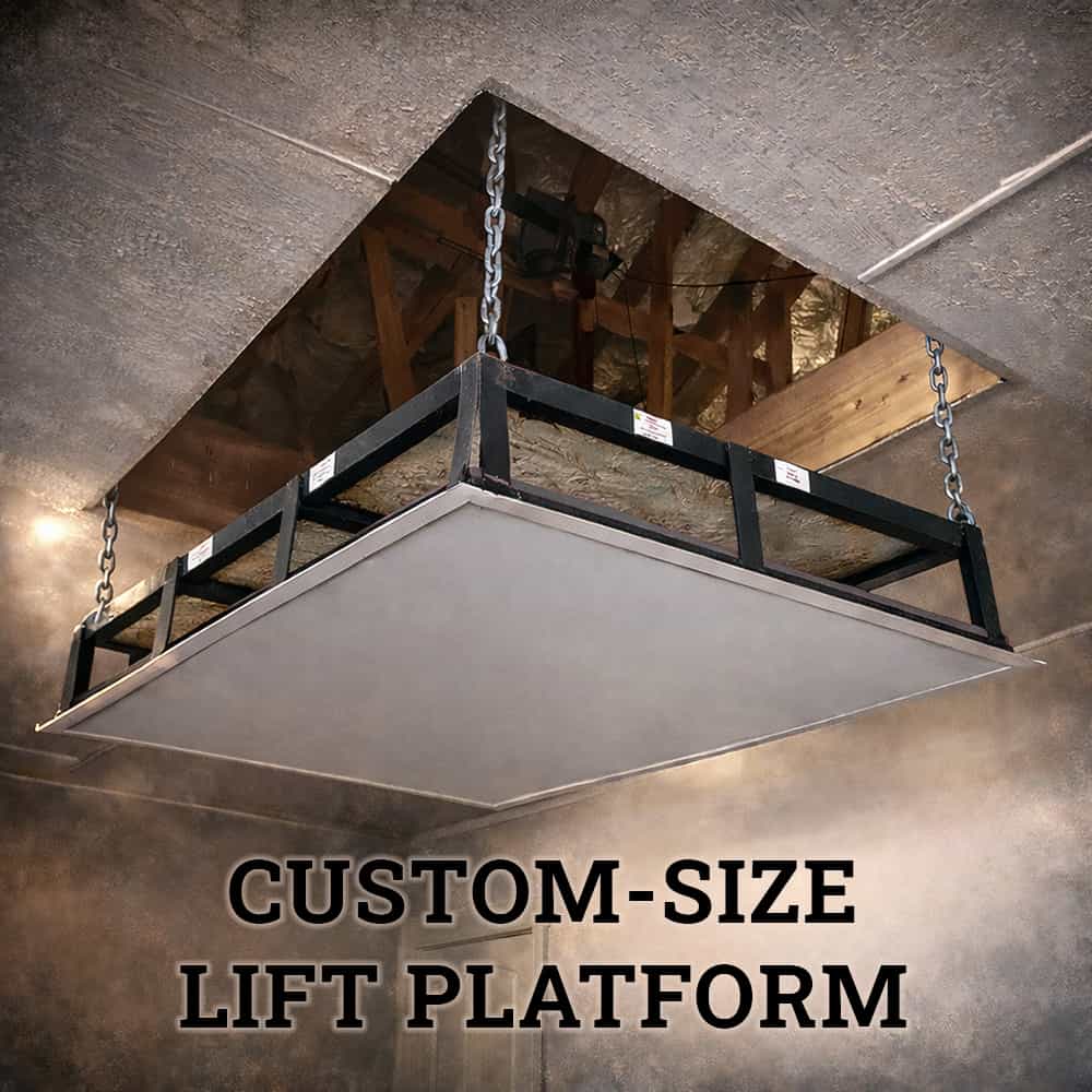 Custom-Sized Lift Platform Suspended from Attic Opening