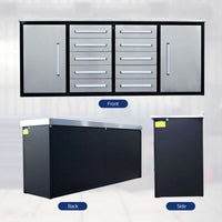 Three View Product Collage Showing Front Back And Side Angles Of A Drawer Workbench