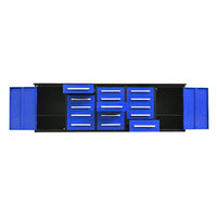Tool Cabinet With Both End Doors Open Revealing Shelves And A Mix Of Drawers